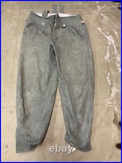 WWII GERMAN M1943 M43 WOOL COMBAT FIELD TROUSERS WithSUSPEND- SIZE MEDIUM 34 WAIST