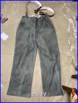 WWII GERMAN M1943 M43 WOOL COMBAT FIELD TROUSERS WithSUSPEND- SIZE MEDIUM 34 WAIST