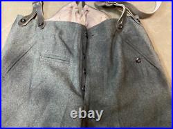 WWII GERMAN M1943 M43 WOOL COMBAT FIELD TROUSERS WithSUSPEND- SIZE MEDIUM 34 WAIST