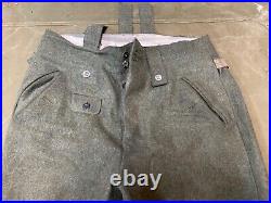 WWII GERMAN M1943 M43 WOOL COMBAT FIELD TROUSERS WithSUSPEND- SIZE MEDIUM 34 WAIST