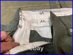WWII GERMAN M1943 M43 WOOL COMBAT FIELD TROUSERS WithSUSPEND- SIZE MEDIUM 34 WAIST