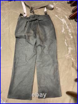 WWII GERMAN M1943 M43 WOOL COMBAT FIELD TROUSERS WithSUSPEND- SIZE MEDIUM 34 WAIST