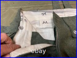 WWII GERMAN M1943 M43 WOOL COMBAT FIELD TROUSERS WithSUSPEND- SIZE MEDIUM 34 WAIST
