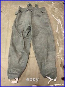 WWII GERMAN M1943 M43 WOOL COMBAT FIELD TROUSERS WithSUSPEND- SIZE MEDIUM 34 WAIST
