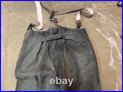 WWII GERMAN M1943 M43 WOOL COMBAT FIELD TROUSERS WithSUSPEND- SIZE MEDIUM 34 WAIST