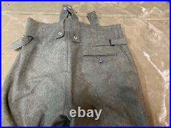 WWII GERMAN M1943 M43 WOOL COMBAT FIELD TROUSERS WithSUSPEND- SIZE MEDIUM 34 WAIST