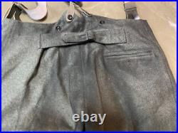 WWII GERMAN M1943 M43 WOOL COMBAT FIELD TROUSERS WithSUSPEND- SIZE MEDIUM 34 WAIST