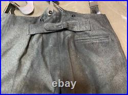 WWII GERMAN M1943 M43 WOOL COMBAT FIELD TROUSERS WithSUSPEND- SIZE MEDIUM 34 WAIST