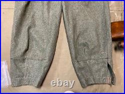 WWII GERMAN M1943 M43 WOOL COMBAT FIELD TROUSERS WithSUSPEND- SIZE SMALL 32 WAIST