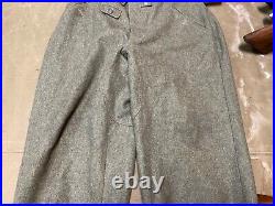 WWII GERMAN M1943 M43 WOOL COMBAT FIELD TROUSERS WithSUSPEND- SIZE SMALL 32 WAIST