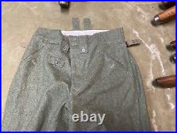 WWII GERMAN M1943 M43 WOOL COMBAT FIELD TROUSERS WithSUSPEND- SIZE SMALL 32 WAIST