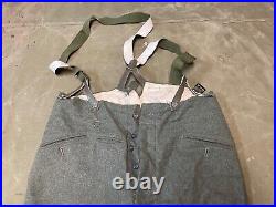 WWII GERMAN M1943 M43 WOOL COMBAT FIELD TROUSERS WithSUSPEND- SIZE XLARGE 38 WAIST