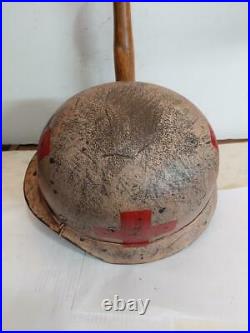 WWII GERMAN M35 Winter Medic HELMET With Hand Aged Paint Work and Liner