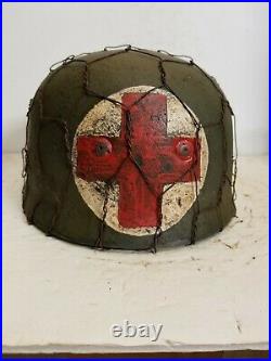 WWII GERMAN M38 Medic Paratrooper HELMET WithHand Aged Paint Work and Liner