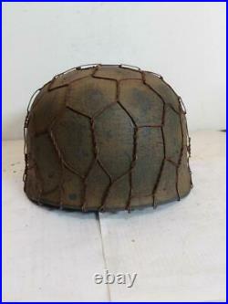 WWII GERMAN M38 Paratrooper Chickenwire HELMET WithHand Aged Paint Work and Liner