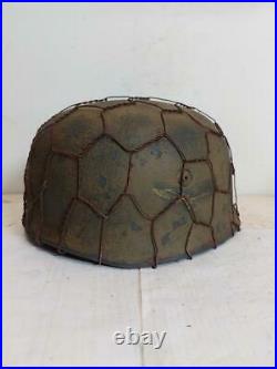 WWII GERMAN M38 Paratrooper Chickenwire HELMET WithHand Aged Paint Work and Liner