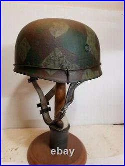WWII GERMAN M38 Paratrooper Splinter camo HELMET WithHand Aged Paint Work & Liner