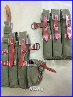 WWII GERMAN MP40 MAGAZINE POUCH SET OLIVE GREEN (Repro)