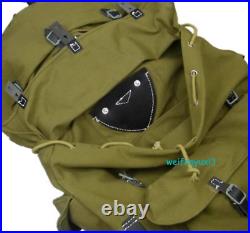 WWII GERMAN Mountaining Trooper Canvas Rucksack Backpack With Leather Strap Bag