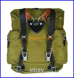 WWII GERMAN Mountaining Trooper Canvas Rucksack Backpack With Leather Strap NEW