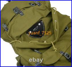 WWII GERMAN Mountaining Trooper Canvas Rucksack Backpack With Leather Strap NEW