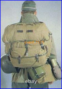 WWII GERMAN Mountaining Trooper Canvas Rucksack Backpack With Leather Strap NEW