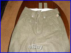WWII GERMAN UNIFORM PANTS REPRODUCTION M43 WOOL TROUSERS SIZE 34-36 WAIST NEW