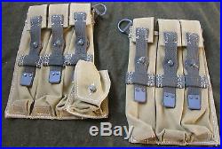 WWII GERMAN WAFFEN HEER ARMY TROPICAL MP40 MG KHAKI WEB CANVAS AMMO POUCHES