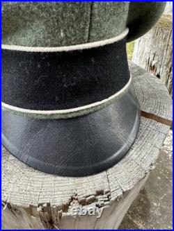 WWII GERMAN WAFFEN LEATHER VISOR Crusher Wool Cap Hat Uniform Ww2 Janke Ww2