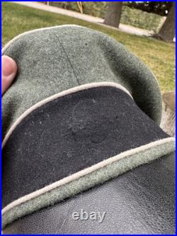 WWII GERMAN WAFFEN LEATHER VISOR Crusher Wool Cap Hat Uniform Ww2 Janke Ww2