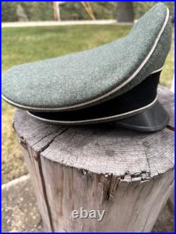WWII GERMAN WAFFEN LEATHER VISOR Crusher Wool Cap Hat Uniform Ww2 Janke Ww2