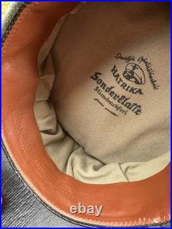 WWII GERMAN WAFFEN LEATHER VISOR Crusher Wool Cap Hat Uniform Ww2 Janke Ww2