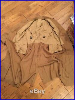 WWII German Afrikamantel Afrika Korps Brown Wool Greatcoat, Repro, Sz 42/44