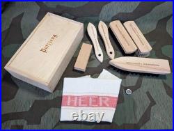 WWII German Army Putzzeug Shoe Brush Set Wehrmacht u. Arbeitsdienst Wood Box Kit