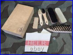 WWII German Army Putzzeug Shoe Brush Set Wehrmacht u. Arbeitsdienst Wood Box Kit