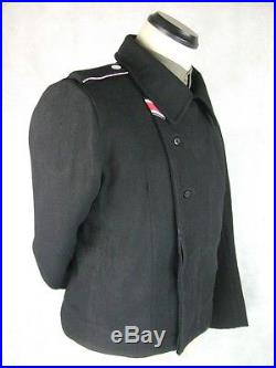 WWII German Elite Black Wool Panzer Wrap Tunic Jacket