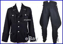 WWII German Elite M32 Officer Black Wool Tunic And Breeches Military Uniform L