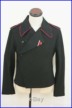WWII German Heer hot pink collar thread panzer black wool wrap/jacket L