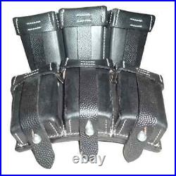 WWII German K98 Black Leather Ammo Pouch x 5 Sets (10 Pieces) v021