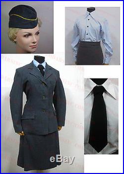 WWII German Luftwaffe Helferin Uniform Sets (Jacket, Skirt, Shirt, Cap, Tie) S