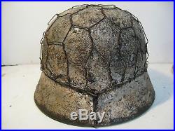 WWII German M35 1/2 Basket Chicken wire Winter Camo Helmet