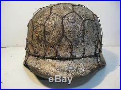 WWII German M35 1/2 Basket Chicken wire Winter Camo Helmet