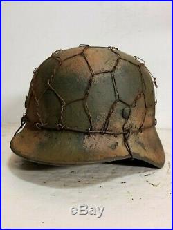 WWII German M35 Chicken wire Camo Helmet