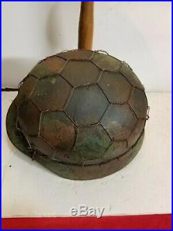 WWII German M35 Chicken wire Camo Helmet