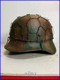 WWII German M35 Chicken wire Half basket HEER Summer Camo Helmet