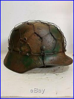 WWII German M35 Chicken wire Half basket HEER Summer Camo Helmet