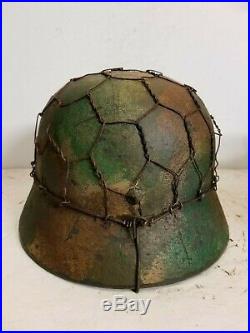 WWII German M35 Chicken wire Half basket Summer Camo Helmet