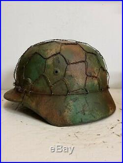 WWII German M35 Chicken wire Half basket Summer Camo Helmet