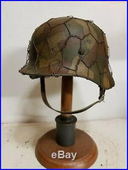 WWII German M35 Chicken wire Splinter Camo Helmet