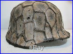 WWII German M35 Chicken wire Winter Camo Helmet